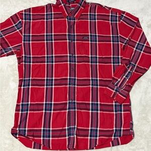 Chaps Ralph Lauren Mens L Shirt Red & Navy Plaid Button-Down long sleeve